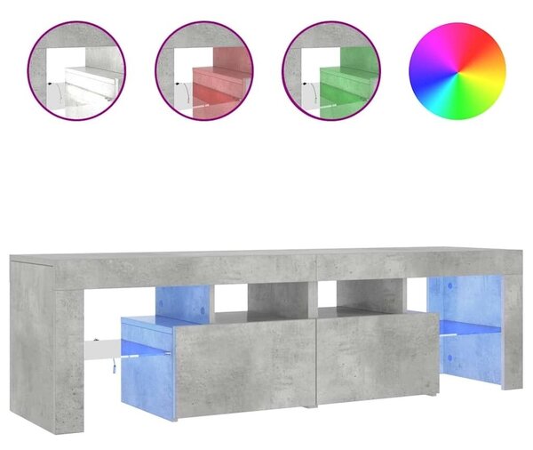 TV ormarić s LED svjetlima siva boja betona 140x36 5x40 cm - Beton siva 1 Beton siva