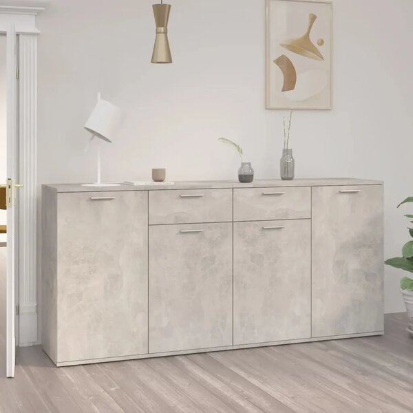 Komoda siva boja betona 160 x 36 x 75 cm od konstruiranog drva - Beton siva 1 160 cm Beton siva