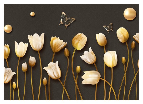 Staklena slika - Tulipani - apstrakcija (70x50 cm)