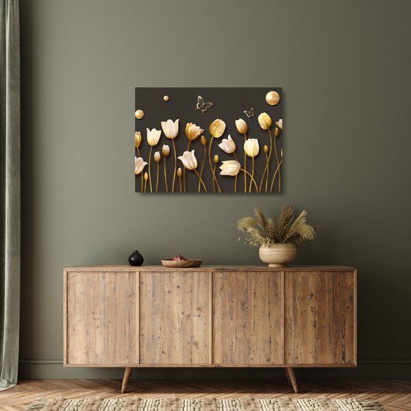 Staklena slika - Tulipani - apstrakcija (70x50 cm)