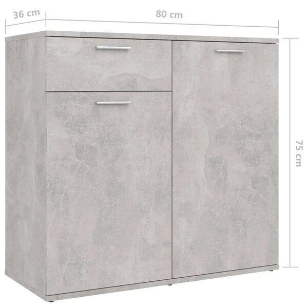 Komoda siva boja betona 160 x 36 x 75 cm od konstruiranog drva - Beton siva 1 160 cm Beton siva