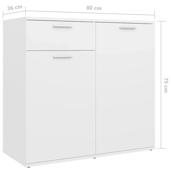 Komoda bijela 160 x 36 x 75 cm od konstruiranog drva - Bijela 1 160 cm Bijela