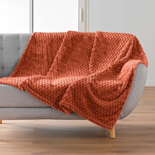 Deka od mikroflanela boja terakote 125x150 cm Mini Frosty – douceur d'intérieur