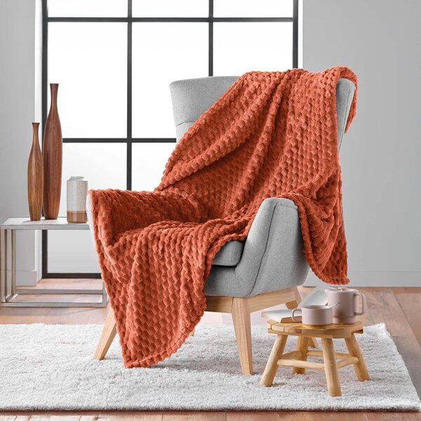 Deka od mikroflanela boja terakote 125x150 cm Mini Frosty – douceur d'intérieur