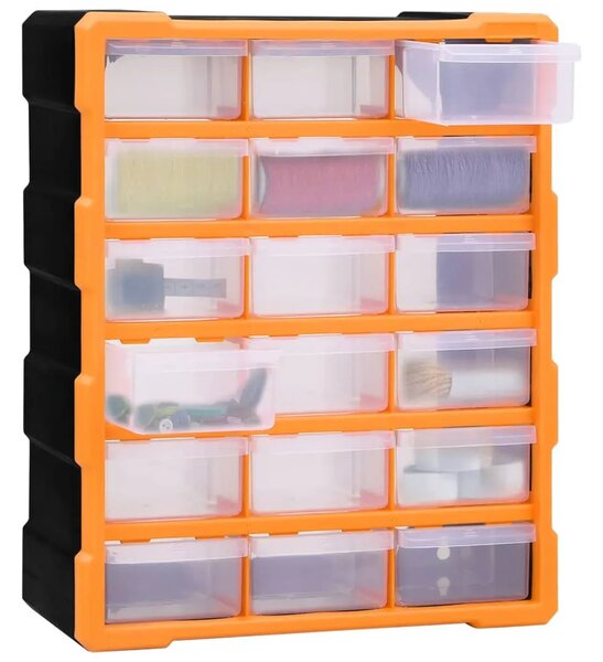 Organizator s 18 srednjih ladica 38 x 16 x 47 cm - Narančasta i crna 18 ladica 1 1