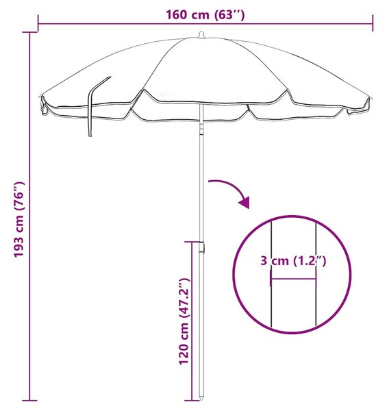 Vrtni suncobran s čeličnim stupom 180 cm antracit - Antracit 180 cm 1 Antracit