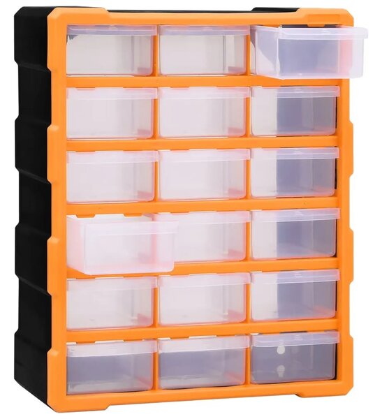 Organizator s 18 srednjih ladica 38 x 16 x 47 cm - Narančasta i crna 18 ladica 1 1