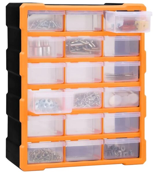 Organizator s 18 srednjih ladica 38 x 16 x 47 cm - Narančasta i crna 18 ladica 1 1