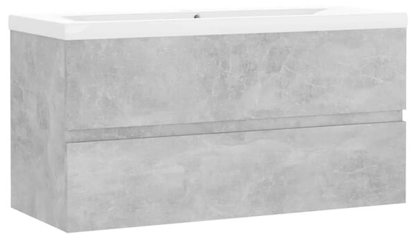 Ormarić s ugrađenim Lavabo - Umivaonikom boja betona konstruirano drvo - Beton siva 90 x 38.5 x 45 cm 1 bez slavine i odvoda