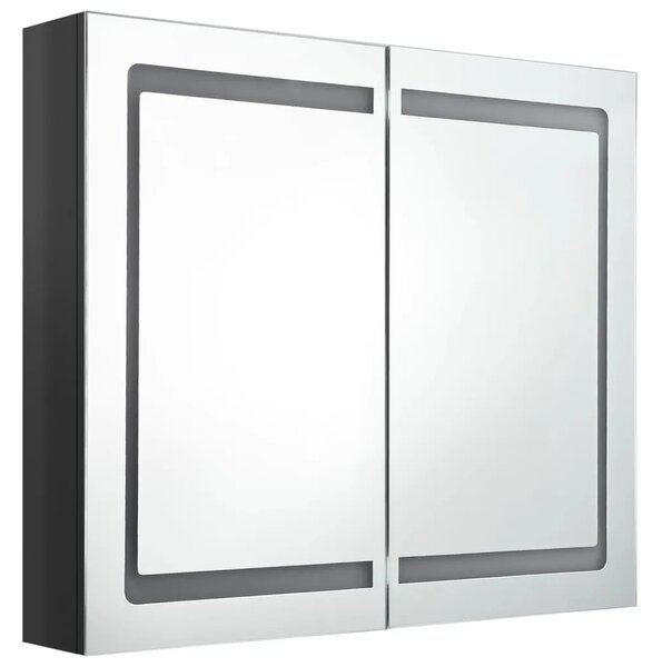 LED kupaonski ormarić s ogledalom sjajni crni 80 x 12 x 68 cm - Sjajna crna 1 Sjajna crna
