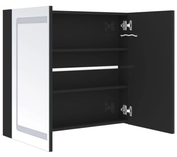 LED kupaonski ormarić s ogledalom sjajni crni 80 x 12 x 68 cm - Sjajna crna 1 Sjajna crna