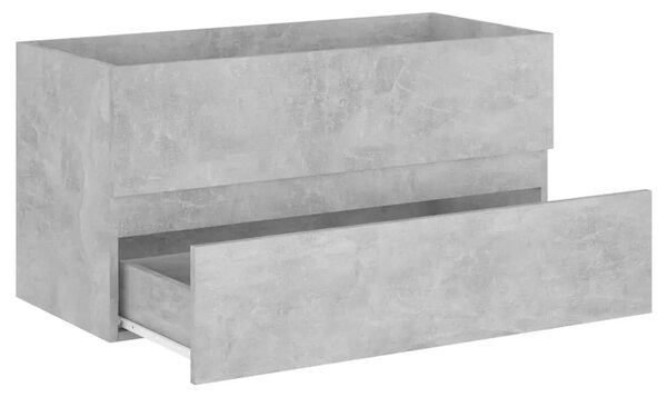 Ormarić s ugrađenim Lavabo - Umivaonikom boja betona konstruirano drvo - Beton siva 90 x 38.5 x 45 cm 1 bez slavine i odvoda