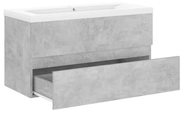 Ormarić s ugrađenim Lavabo - Umivaonikom boja betona konstruirano drvo - Beton siva 90 x 38.5 x 45 cm 1 bez slavine i odvoda