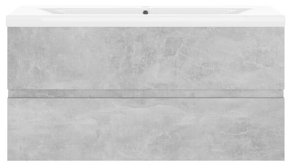 Ormarić s ugrađenim Lavabo - Umivaonikom boja betona konstruirano drvo - Beton siva 90 x 38.5 x 45 cm 1 bez slavine i odvoda