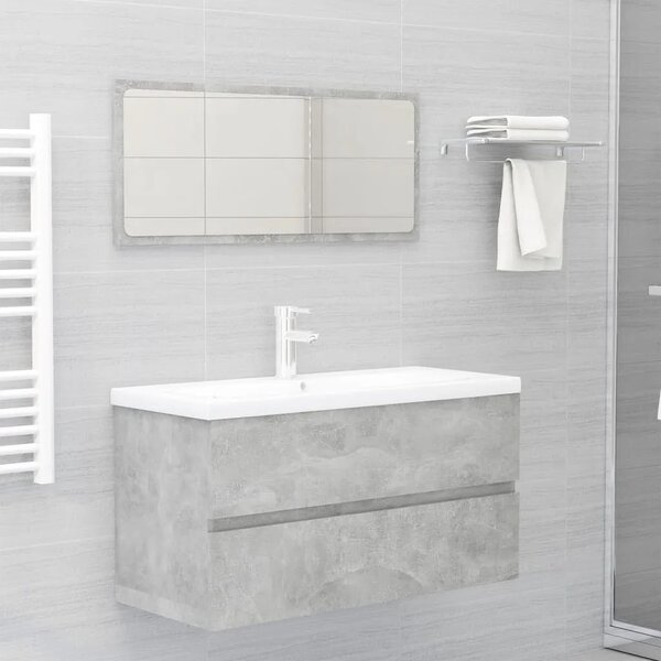 Ormarić s ugrađenim Lavabo - Umivaonikom boja betona konstruirano drvo - Beton siva 90 x 38.5 x 45 cm 1 bez slavine i odvoda