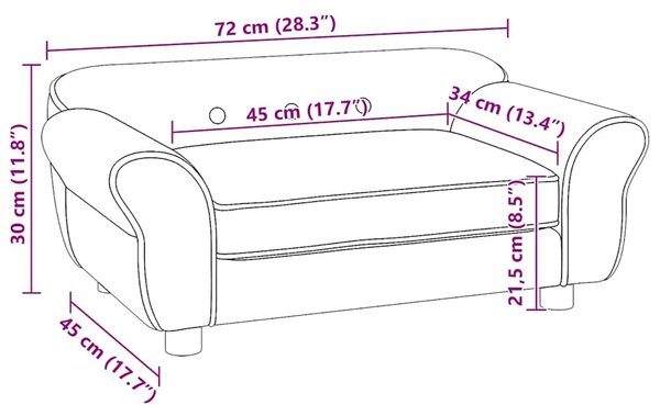 Sofa za pse tamnosiva 72 x 45 x 30 cm plišana - Tamno siva Tamno siva