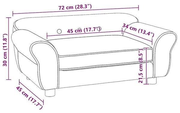 Sofa za pse crna 72 x 45 x 30 cm plišana - Crna Crna