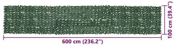 Balkonski zastor s tamnozelenim lišćem 600 x 100 cm - Tamnozelena 600 x 100 cm 1 s breskvinim listovima