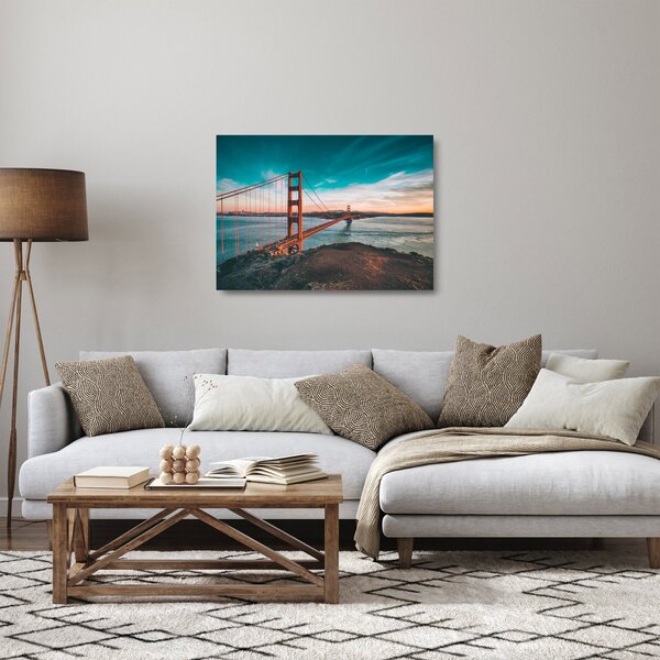 Staklena slika - Zlatna vrata, San Francisco (70x50 cm)
