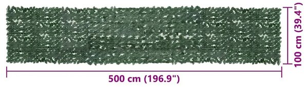 Balkonski zastor s tamnozelenim lišćem 500 x 100 cm - Tamnozelena 500 x 100 cm 1 s breskvinim listovima