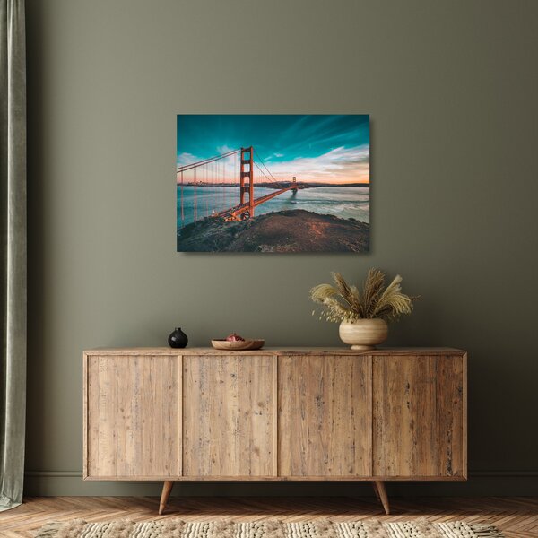 Staklena slika - Zlatna vrata, San Francisco (70x50 cm)