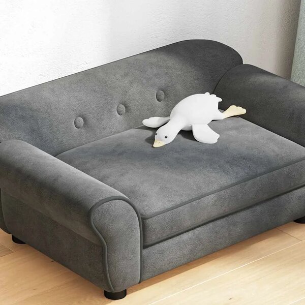 Sofa za pse tamnosiva 72 x 45 x 30 cm plišana - Tamno siva Tamno siva