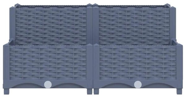Povišena gredica 80x80x38 cm od polipropilena - Plavo-siva 80 x 80 x (23-38) cm 1 Plavo-siva