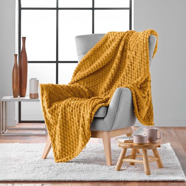 Oker žuta deka od mikroflanela 125x150 cm Mini Frosty – douceur d'intérieur