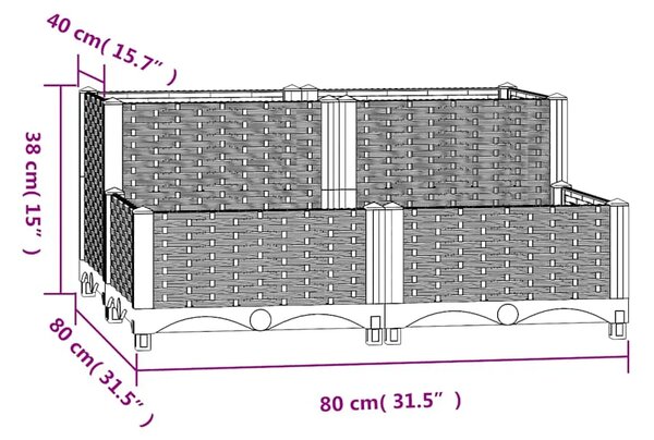 Povišena gredica 80x80x38 cm od polipropilena - Plavo-siva 80 x 80 x (23-38) cm 1 Plavo-siva