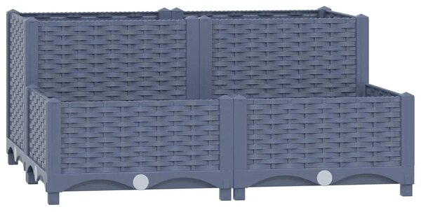 Povišena gredica 80x80x38 cm od polipropilena - Plavo-siva 80 x 80 x (23-38) cm 1 Plavo-siva