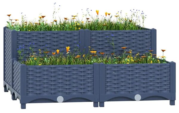 Povišena gredica 80x80x38 cm od polipropilena - Plavo-siva 80 x 80 x (23-38) cm 1 Plavo-siva