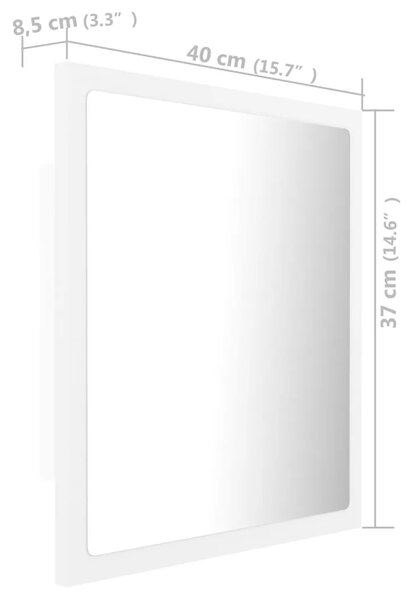 LED kupaonsko ogledalo bijelo 40 x 8 5 x 37 cm akrilno - Bijela 1 Bijela