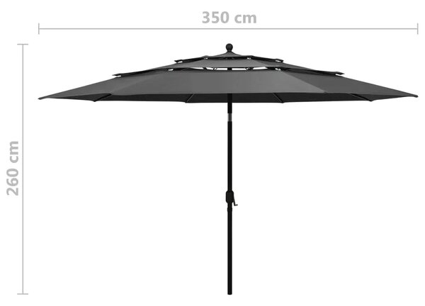 Vrtni suncobran s 3 razine i aluminijskim stupom 3 5 m antracit - Antracit 3.5 m 1 Antracit