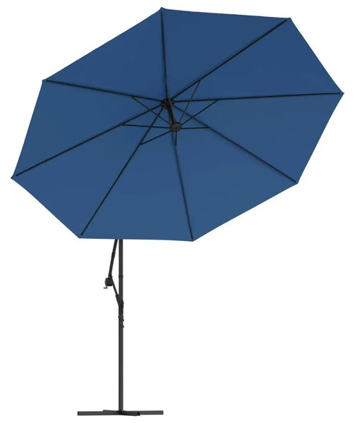 Konzolni vrtni suncobran s LED svjetlima 350 cm azurnoplavi - azurnoplava 350 cm 1