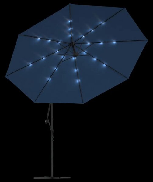 Konzolni vrtni suncobran s LED svjetlima 350 cm azurnoplavi - azurnoplava 350 cm 1