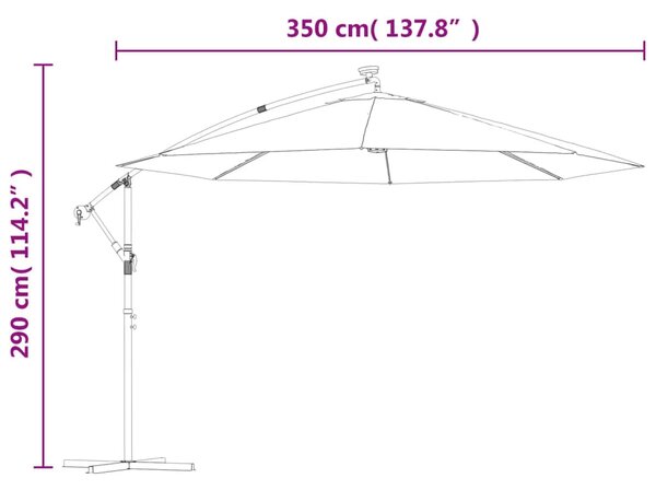 Konzolni vrtni suncobran s LED svjetlima 350 cm azurnoplavi - azurnoplava 350 cm 1