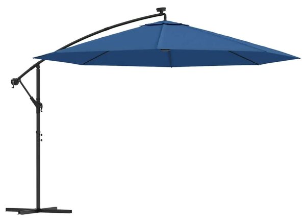 Konzolni vrtni suncobran s LED svjetlima 350 cm azurnoplavi - azurnoplava 350 cm 1
