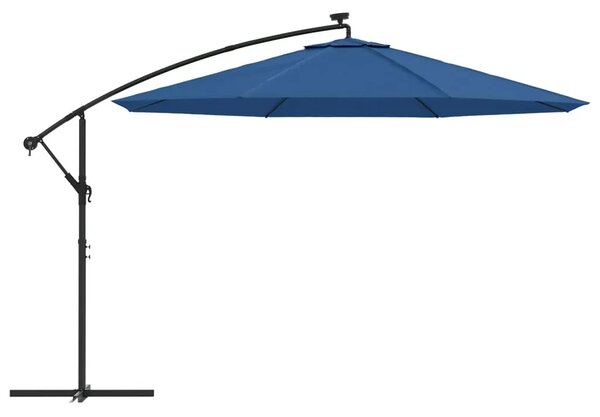 Konzolni vrtni suncobran s LED svjetlima 350 cm azurnoplavi - azurnoplava 350 cm 1
