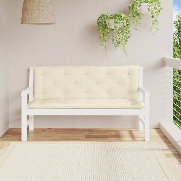 Jastuk za vrtnu klupu krem bijeli 150x(50+50)x7 cm od tkanine - Krema 150 cm 2 Krema