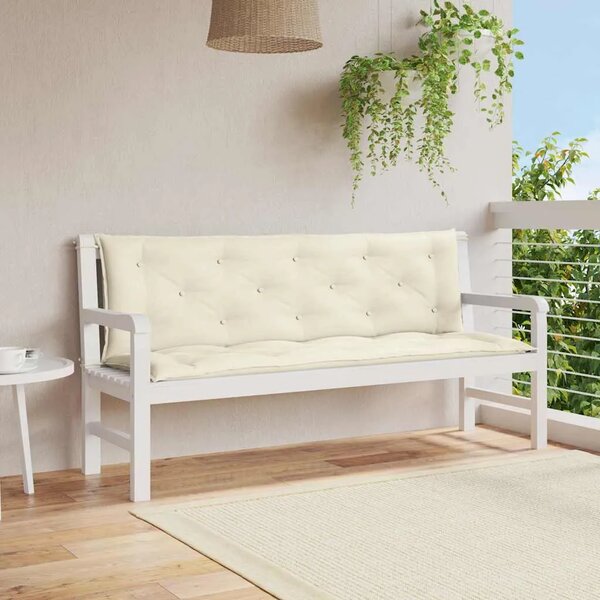Jastuk za vrtnu klupu krem bijeli 150x(50+50)x7 cm od tkanine - Krema 150 cm 2 Krema
