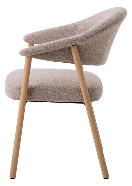 Bež blagovaonske stolice u setu s naslonima za ruke 2 kom od punog hrasta Elk – Unique Furniture