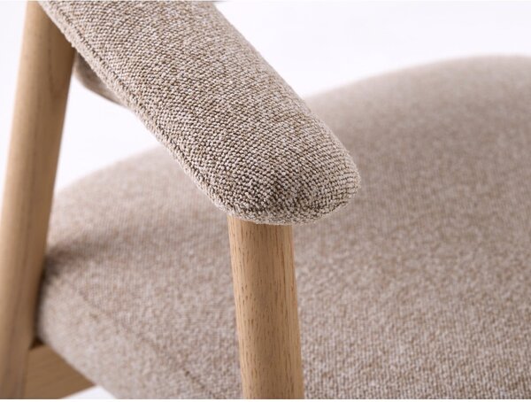 Bež blagovaonske stolice u setu s naslonima za ruke 2 kom od punog hrasta Elk – Unique Furniture