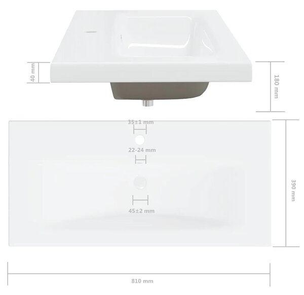 Ugradbeni Lavabo - Umivaonik sa slavinom 81x39x18 cm keramički bijeli - 81 x 39 x 18 cm 81 x 39 x 18 cm