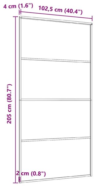 Klizna vrata od aluminija i stakla ESG 102 5 x 205 cm crna - Crna 102.5 x 205 cm 1 Transparentan