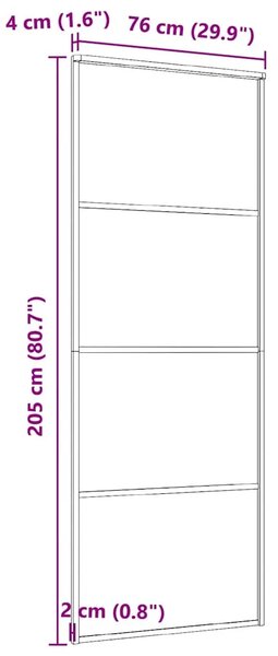 Klizna vrata od aluminija i stakla ESG 76 x 205 cm crna - Crna 76 x 205 cm 1 Transparentan
