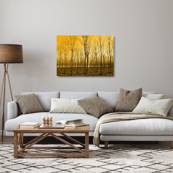 Staklena slika šume pri zalasku sunca (70x50 cm)