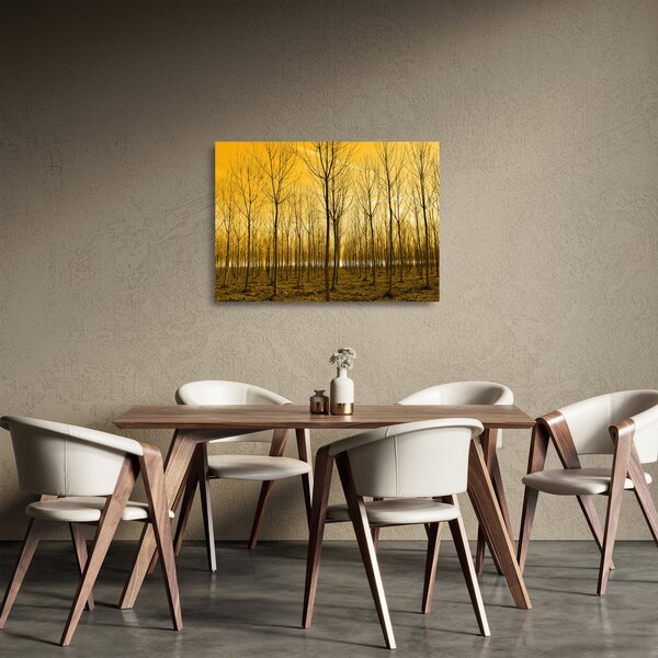 Staklena slika šume pri zalasku sunca (70x50 cm)