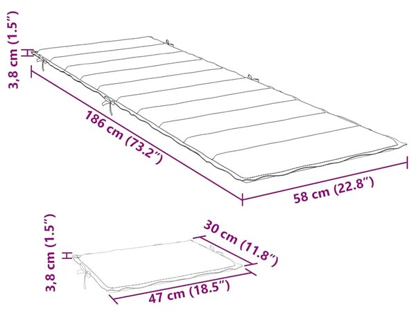 Jastuk za ležaljku sivi 186x58x4 cm od tkanine Oxford - Siva 1 Siva