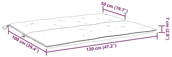Jastuk za vrtnu klupu crni 120 x (50+50) x 7 cm tkanina Oxford - Crna 120 cm 2 Crna