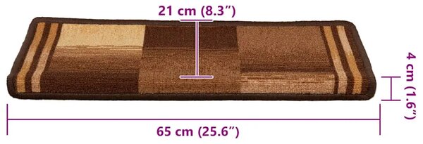 Ljepljivi tepisi za stepenice 15 kom 65x21x4 cm smeđi - Smeđa 15 Pravokutno Smeđa